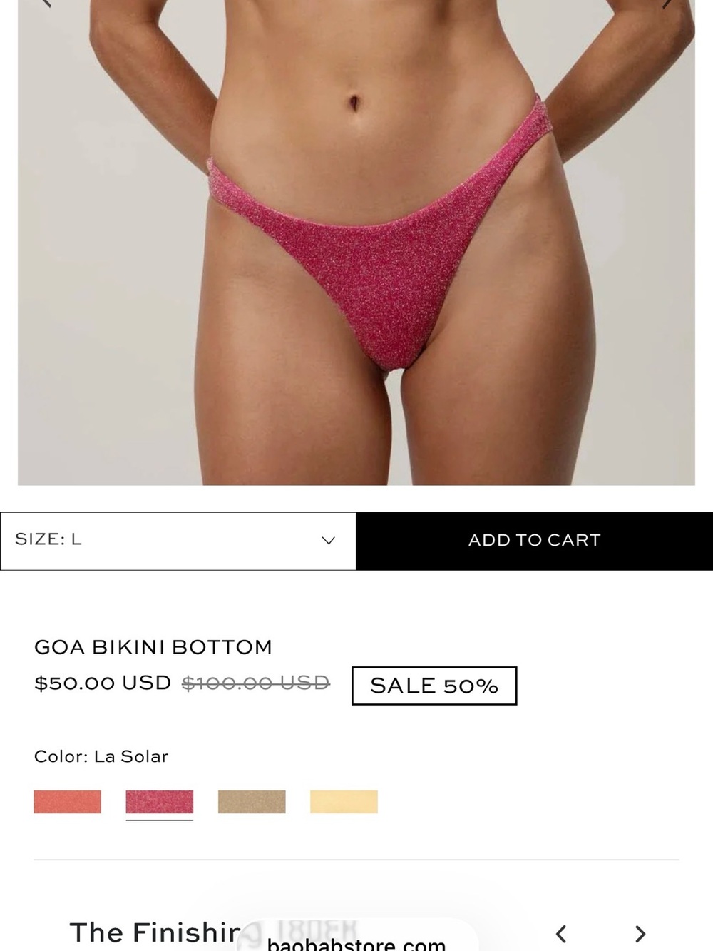 Baobab Collection Goa Bikini Bottom in Shimmering Pink La Solar